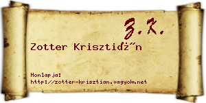 Zotter Krisztián névjegykártya